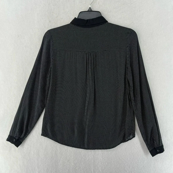 Molly Bracken Button-Up Shirt Women's Sz S Black Polka Dot Collared Relaxed Fit - Picture 2 of 10